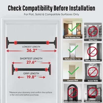 FitBeast Pull Up Bar for Doorway, Pullup Bar with No Screws, Chin Up Bar
