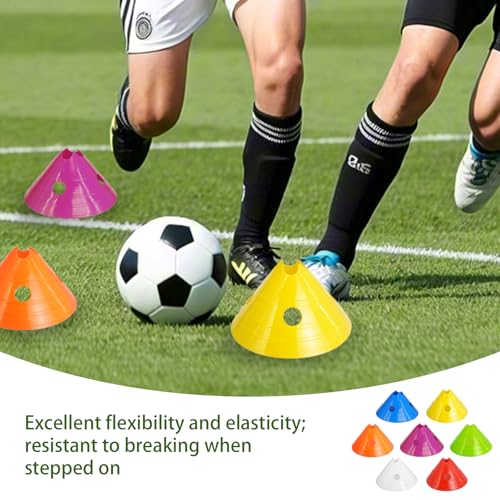 21 Pcs Jumbo Disc Cones with Mesh Bag, Large Soccer Cones Agility Training Sports Equipment for Football Basketball Ice Rink