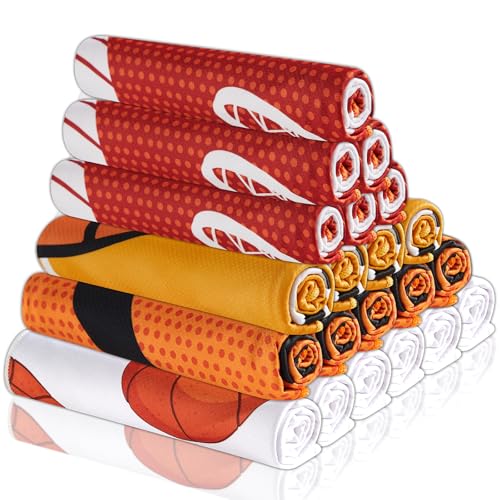24Pcs Thick Basketball Cooling Towel 40x12 Inch Sports Ice Towel for Neck and Face Quick Dry Soft Breathable Microfiber Chilly Towels Bulk Basketball Party Favors for Athletes Home Gym Workout Running