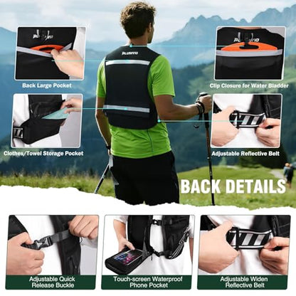 PLUSINNO Running Vest for Men Women, Runners Vest with 500ml Water Bottle - size: Extra-Large (Chest 45"-55")