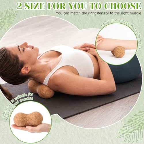 4 Pcs Cork Massage Ball Set Peanut Double Lacrosse and Spherical Massage Balls for Muscle Pain Relief Stress Travel Yoga Therapy