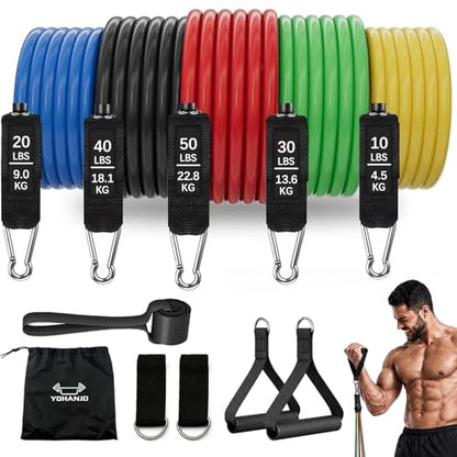 Resistance Bands with Handles, Workout Bands, Exercise Resistance Bands Set for Men & Women, Fitness Bands for Resistance Training, Physical Therapy, Home Workout Set