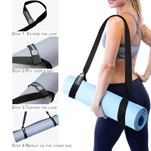 [MAT NOT Included] Yoga Mat Sling, Yoga Mat Straps for Carrying, Easy-Cinch Yoga Mat Holder Strap - color: #2-black