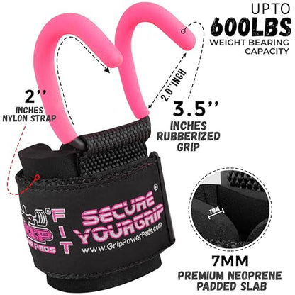 Weight Lifting Rod Hooks Heavy Duty Wrist Wraps Power Weight Lifting Training Gym Grips Straps Set of 2 - color: Pink, size: WOMEN-Wrist Size Small/Medium