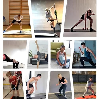 Slide Board (78" L x 20" W) with End Stops, Sliding Booties, Mesh Carrying Bag Included and Exercise Guide for Low-Impact Indoor Home Workouts and Balance Training (Skating, Hockey)