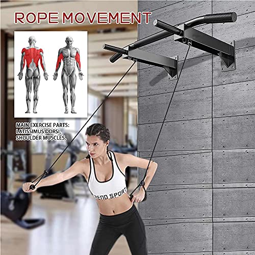 Wall Mounted Pull Up Bar And Dip Station, Heavy Duty Chin Up Bar Supports To 440Lbs, Multifunction Exercise Bar For Indoor Home Workout