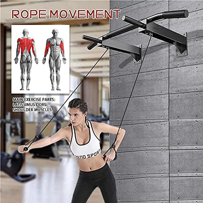 Wall Mounted Pull Up Bar And Dip Station, Heavy Duty Chin Up Bar Supports To 440Lbs, Multifunction Exercise Bar For Indoor Home Workout
