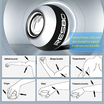 All Metal Gyro Ball, Auto Start Wrist Ball Hand Strengthener Wrist Exerciser