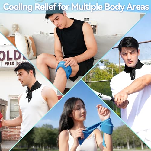 2-Pack New Upgraded Cooling Neck Wraps, Neck Coolers for Hot Weather, Leak-Proof Cooling Gel, 360° Full-Wrap, Cool Relief - Head, Neck, Wrists... - color: Blue+black