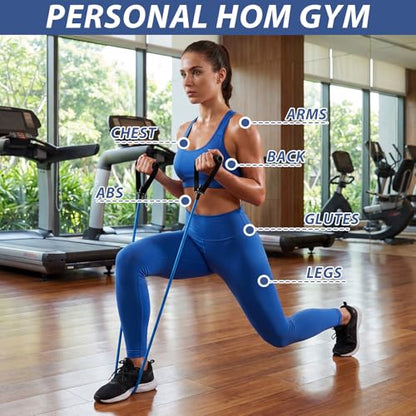 22 Pcs Resistance Bands Set with Handles 10 Exercise Resistance Tubes 10 Flat Straps 2 Door Anchors Latex Home Workout Bands for Full Body Strength Training Men Women