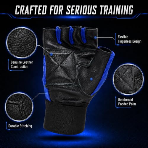MRX Weight Lifting Gloves Gym Fitness Exercise Bodybuilding Workout Powerlifting - color: Blue, size: X-Large