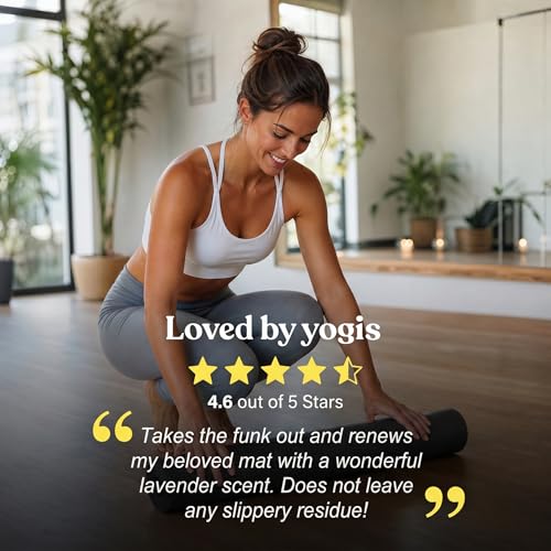 ASUTRA Yoga Mat Cleaner Spray (Peaceful Lavender), 4 fl oz - No Slippery Residue, Organic Essential Oils, Deep-Cleansing for Fitness Gear & Gym Equipment, Microfiber Towel Included