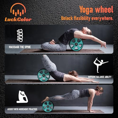 Back Roller, Back Wheel Targeted Back Pain Relief, Yoga Wheel Muscle Massage, Foam Roller for Trigger Point Therapy Physical, Stretching & Exercise, 880lbs Capacity, 10 Inch (Black+Acid Blue)