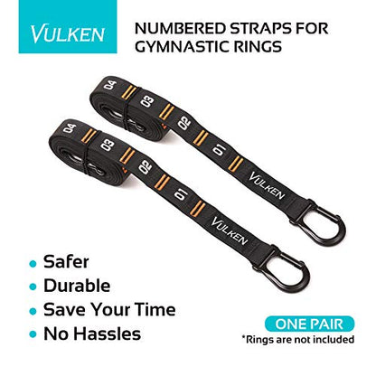 Adjustable Numbered Straps for Gymnastic Rings Carabiners Quick Hook System Easy to Set Up One Pair Strap Only