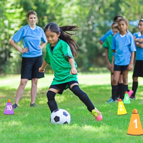 Numbered 1-10 Sports Cone Sleeves, 10 Pcs Agility Cone Bucket Covers for Football Soccer Training Field Marker Target Sleeves for Summer Camp Drills