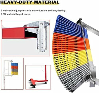 Vertical Jump Tester & Trainer for Gyms, Adjustable Height, Volleyball, Sports Performance, Rehab Training (Colorful Vanes)