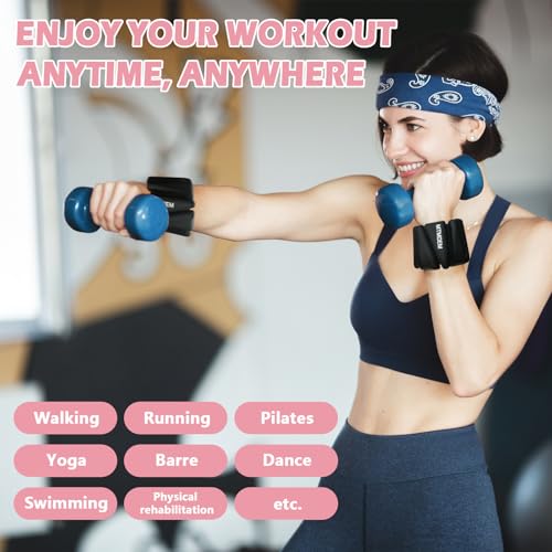 Ankle Weights for Women & Men, Adjustable Wrist & Ankle Weights 2 LB Each for Beginner & Pro, Soft Silicone Weighted Bangle for Walking, Pilates, Yoga, Running, Swimming, Arm & Leg Workouts (Set of 2)