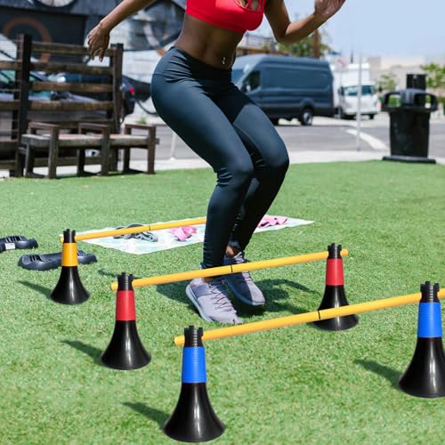 TNZMART Multifunctional Hurdles Agility Poles Basketball Practice Cones for Sports Soccer Football Training