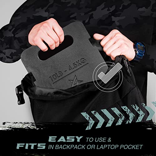 Yes4All Attachable Rucking Weight for Backpack, Cast Iron Training Weight Plate with Quick-Attach Strap Slots, Ergonomic Rounded Handle for Weighted Walking, Hiking, Rucking - size: 20LB