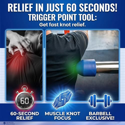 Muscle Trigger Silicone Barbell-Mounted Trigger Point Massage Tool for Back, Neck, Shoulders, Feet & Plantar Fasciitis Relief, Myofascial Release and Deep Tissue Muscle Recovery for Home and Gym - color: Blue