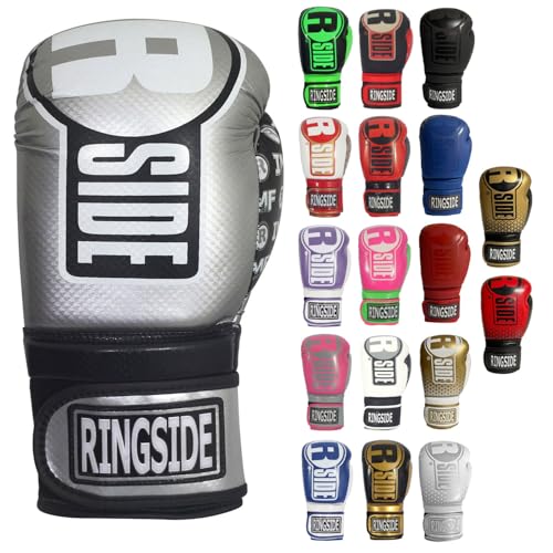 Ringside Apex Bag Gloves, IMF-Tech Boxing Gloves with Secure Wrist Support, Synthetic Boxing Gloves for Men and Women - color: Silver/Black, size: Small-Medium