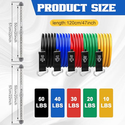 Adjustable Resistance Band Wall Anchor Set, Load Capacity Over 2000 Lbs, 100cm Aluminum Rail with 150lb Bungee Set, for Fitness Bands, Strength Training, Rehabilitation, and Home Exercise