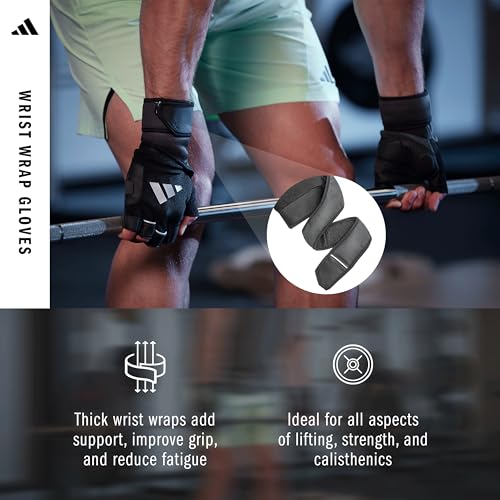 adidas Wrist Wrap Training & Weightlifting Gloves, Fingerless Workout Gloves - size: Small