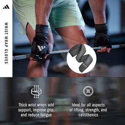 adidas Wrist Wrap Training & Weightlifting Gloves, Fingerless Workout Gloves - size: Small