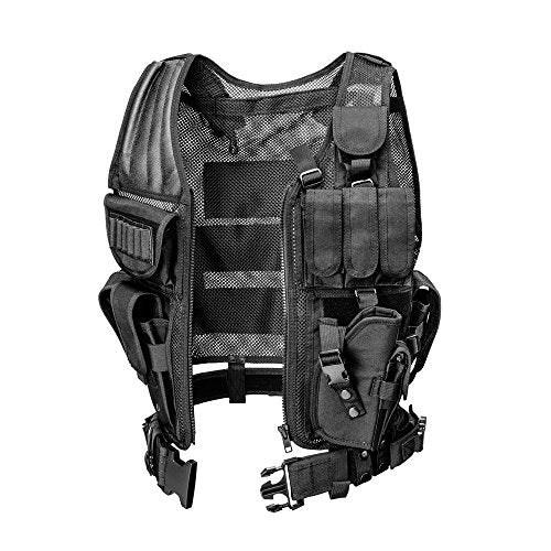 Trainning Tactical Airsoft Paintball Combat Swat Assault Army Shooting Hunting Outdoor Molle Police Vest - color: Breathable Black