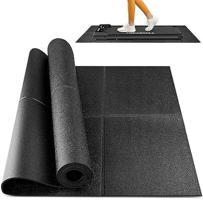 Foldable Rubber Treadmill Mat - Exercise Bike Mat with Waterproof - size: 68"L x 24"W x 0.2"Th