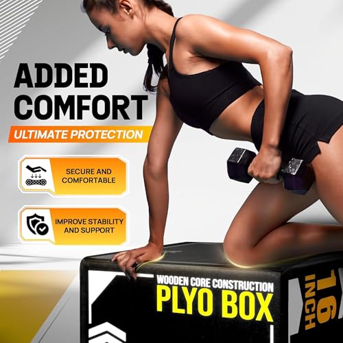 Yes4All 3-in-1 Soft-Padded Plyo Box With Wooden Core, Non-Slip Multi-Use Cushioned Plyometric Jump Box with Vinyl Cover for Jumping, Conditioning, Strength Training