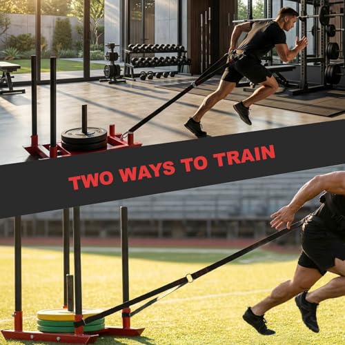 Heavy-Duty Sled Pulling Strap, Tire Dragging Pull Strap for Sled Training, Strength & Conditioning Workouts, Compatible with Harnesses & Belts