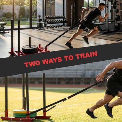 Heavy-Duty Sled Pulling Strap, Tire Dragging Pull Strap for Sled Training, Strength & Conditioning Workouts, Compatible with Harnesses & Belts