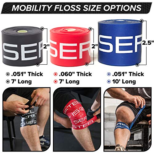Serious Steel Mobility & Recovery (Floss) Bands |Compression Band | Tack & Flossing Band (7' L x 2" W) - color: Single - Black