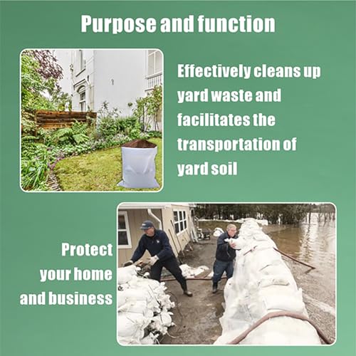 50 Pack Empty Sandbags with Ties,14x26 inches Woven Polypropylene Sand Bags(White)