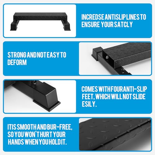 Steel Calf Raise Block – Heavy Duty Calf Stretch Platform for Seated & Standing Calf Raises, Calf Extension, Dumbbell Calf Raise & Leg Strength Training Equipment for Home Gym - color: BLACK-High（elastic band）