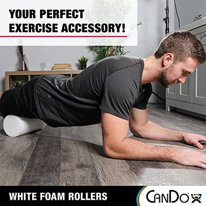 CanDo White PE Foam Rollers for Exercise, Finess, Muscle Restoration, Massage Therapy, Sport Recovery and Physical Therapy for Home, Clinics, Professional Therapy Round 6" x 36"