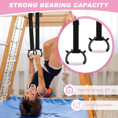 Kakalote Gymnastics Rings, Gymnastics Ring for Home Exercise, Pull up Rings with Adjustable Strap Load Bearing 550lb, Indoor Outdoor Pull-up Bar Strength Training Rings for Adults Kids