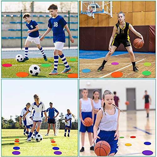 Poly Spots Spot Markers for Gym Floor 4.72inch 6inch 9inch 24/36 Pcs Non-Slip Rubber Floor Dots Round Agility Markers Flat Cones for Sports Soccer Basketball PE Training, Dance, Classroom - style: 24Pcs 6 inch