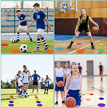 Poly Spots for Gym Floor 4.72inch 6inch 9 inch Poly Spot Markers, 60 Pcs Rubber Floor Dots Non Slip Flat Cones for Sports Soccer PE Training, Dance, Classroom Activities