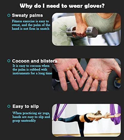 Fitness Exercise Gloves, Silicone Non-slip Four Finger Weightlifting Protection Gloves, Men Women Callus Guard Workout Grip Gloves, Protect for Power Cross Training Lifting Hanging Cycling Yoga - size: Large