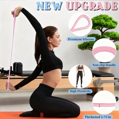 Resistance Bands with Handles,Figure 8 Resistance Band Elastic Fitness Bands Exercise Band for Home Yoga Gym Workout - color: Purple-15LB+Pink-25LB