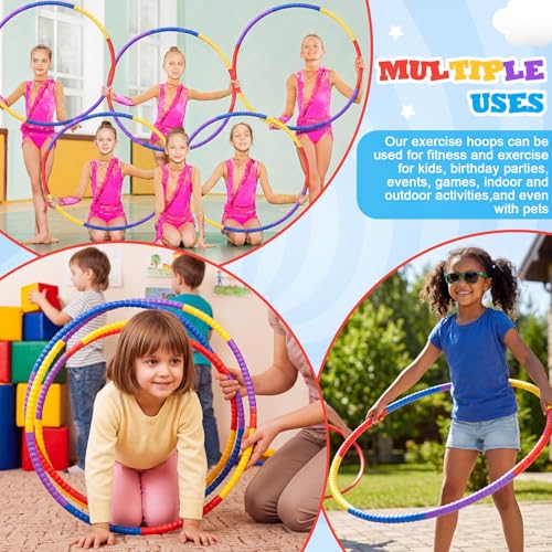 Toy Hoop Detachable Plastic Hoops Exercise Equipment Toy Adjustable Rings for Sports Party Game Dance Pet Training - color: Rainbow Bright Mix