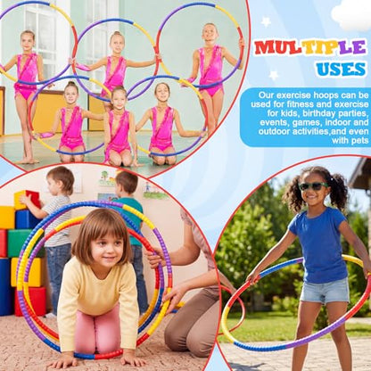 Toy Hoop Detachable Plastic Hoops Exercise Equipment Toy Adjustable Rings for Sports Party Game Dance Pet Training - color: Rainbow Bright Mix