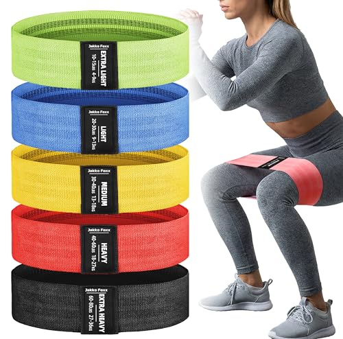 Fabric Resistance Bands,5 Non-Slip Fabric Workout Bands,Booty Bands for Women & Men, Elastic Exercise Bands for Legs, Glutes, Hips & Thighs, Home Fitness & Gym - color: Multicolor 5-Pack