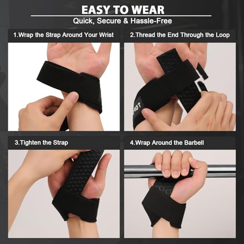 Lifting Wrist Straps for Weightlifting, Deadlifts, Powerlifting & Strength Training – 21.2” Cotton Workout Straps with Neoprene Padding & Non-Slip Hex Grip – Gym Straps for Men & Women