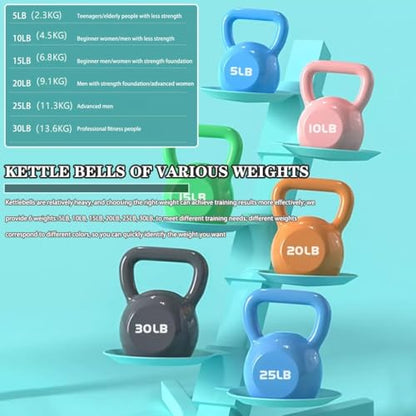Kettlebell Weights Women's Fitness Shaping Kettle Bells, Gym Strength Training Dumbbell, Swing/Deadlift/Squat, Protect The Floor(Light Blue-5LB)