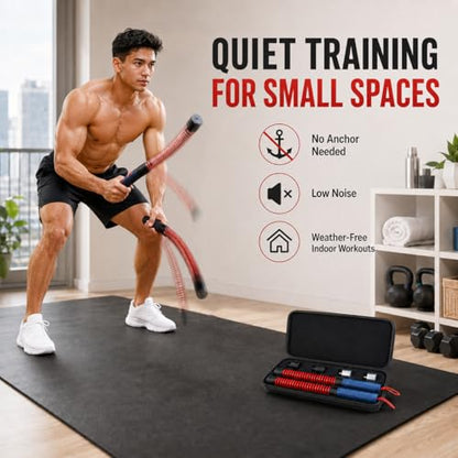 Adjustable Weighted Ropeless Battle Rope, Progressive Weight Training for Home & Small Spaces, Light Weight for Fast Cardio, Heavy for HIIT Challenge, Beginner, Home Gym, Activate Training State