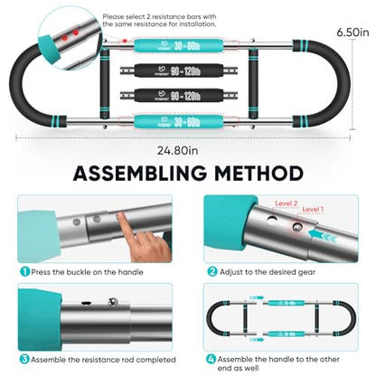 FitBeast Twister Arm Trainer, 4 Progressive Resistance Levels (30-120 lbs), 4-Spring Adjustable Arm & Chest Workout Equipment, Upper Body Strength Training Equipment for Home Gym