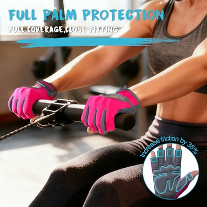 Breathable Workout Gloves for Women, Thick Padded Weight Lifting Gloves, Full Palm Protection & Extra Grip for Women Gym, Rowing, Fitness Training and Hanging - size: Small